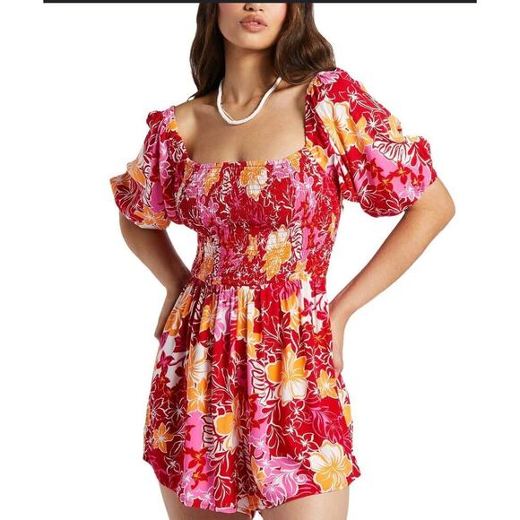 ROXY Pants - Roxy Red Floral Jumper Size M